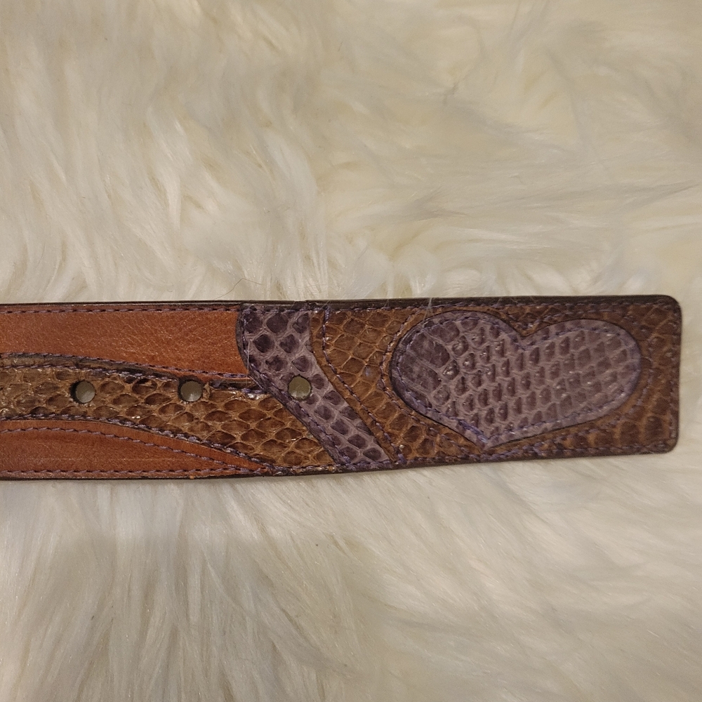 Guess Leather Patchwork Snakeskin Print Belt - image 5